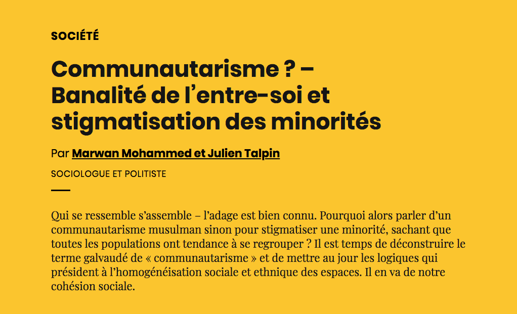La menace du communautarisme pour les minorités