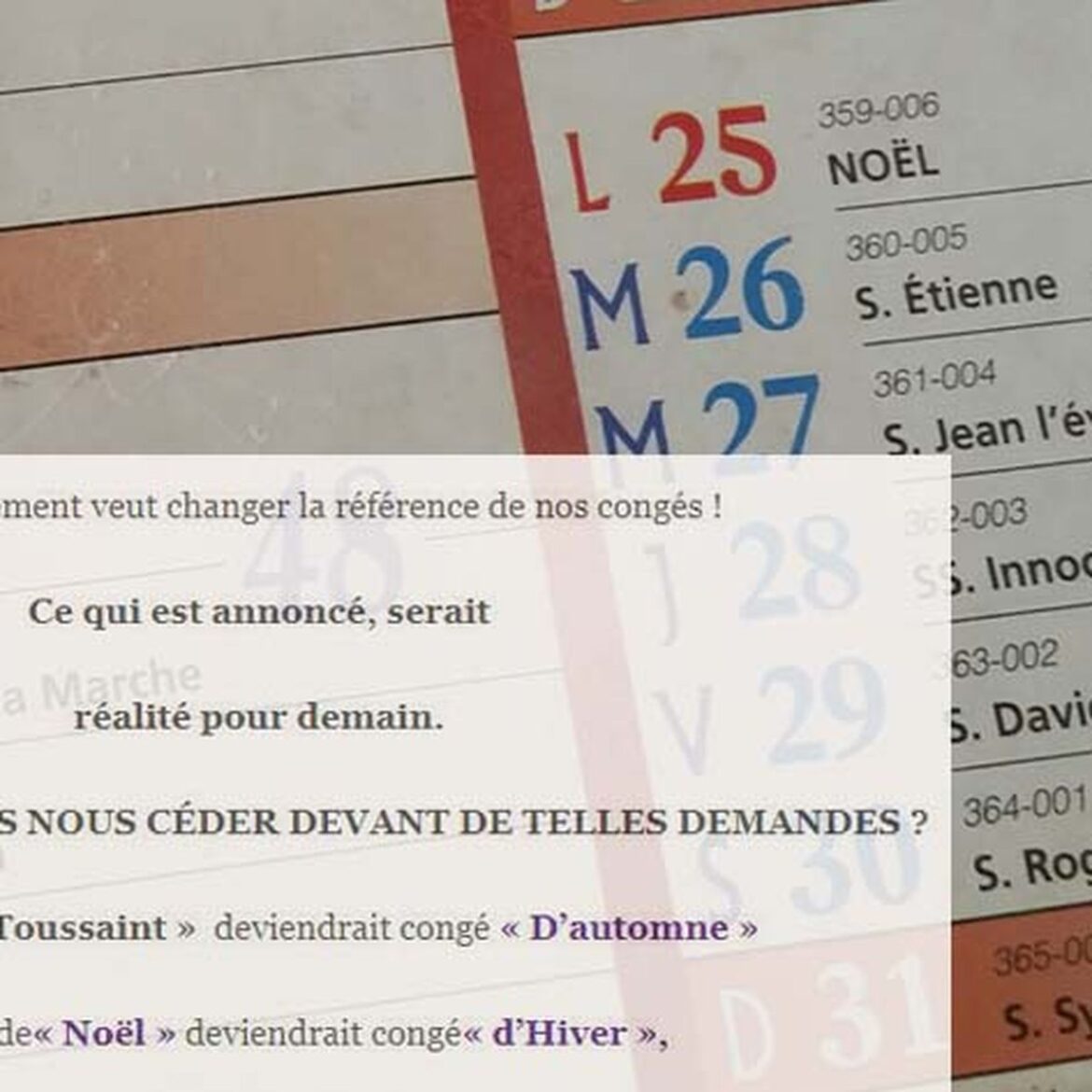 Une initiative controversée pour la laïcisation des noms des vacances scolaires